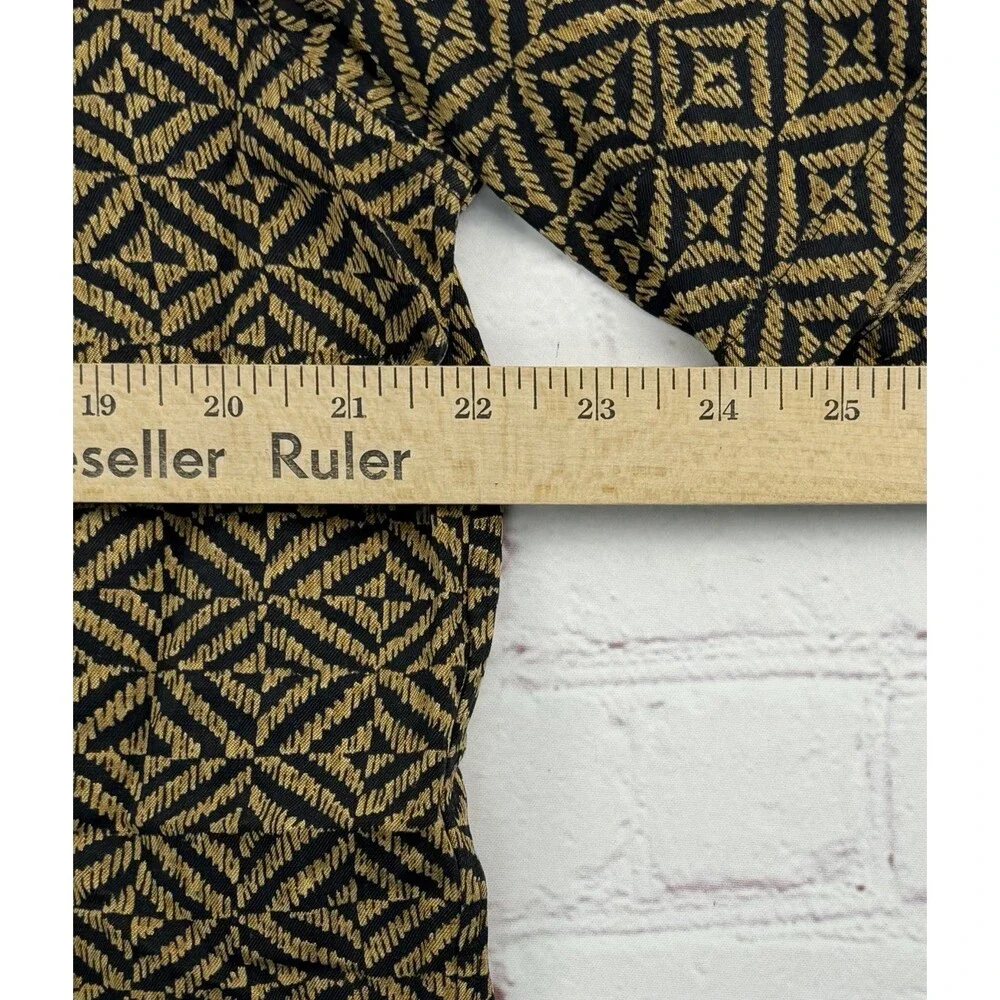 Polo Ralph Lauren Bonnard Shirt Mens MED Gold Silk Linen Geometric Camp Collar